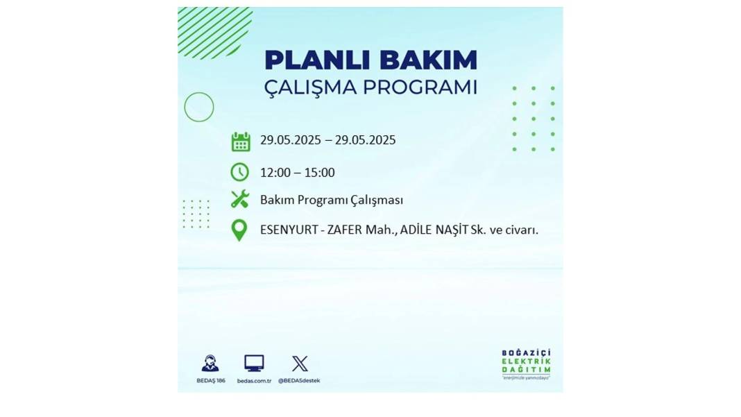 BÜYÜK ELEKTRİK KESİNTİSİ YAŞANACAK: BEDAŞ 29 Mayıs elektrik kesintisi yaşayacak ilçeleri sıraladı! 39