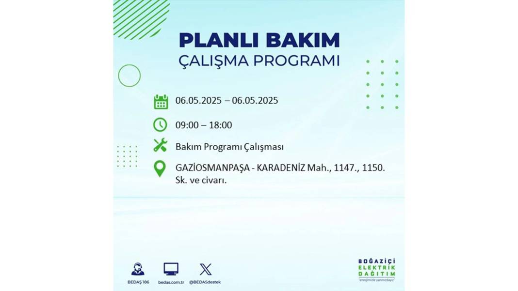 KARANLIĞA GÖMÜLECEKLER: 6 Mayıs Salı İstanbul elektrik kesintisi. BEDAŞ o ilçeleri teker teker uyardı 96