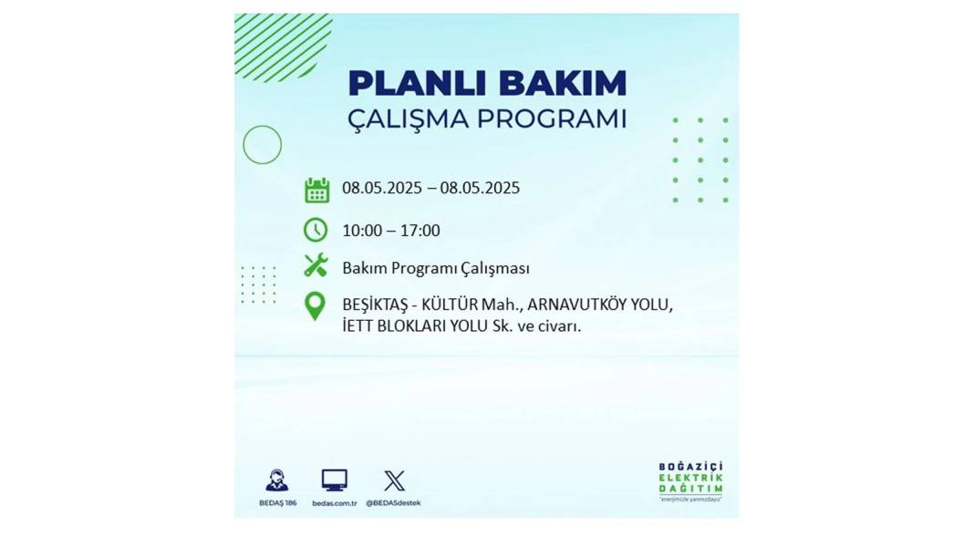 BÜYÜK ELEKTRİK KESİNTİSİ YAŞANACAK: 8 Mayıs Perşembe İstanbul elektrik kesintisi. BEDAŞ o ilçeleri uyardı! 67