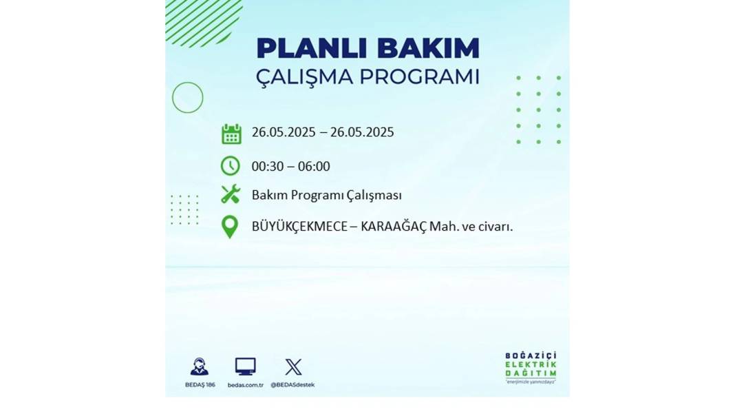 BÜYÜK ELEKTRİK KESİNTİSİ YAŞANACAK: BEDAŞ 26 Mayıs Pazartesi günü elektrik kesintisi yaşayacak ilçeleri sıraladı! 36