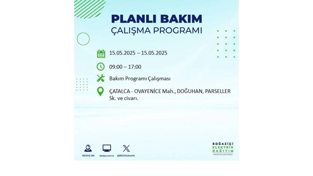 SAATLERCE ELEKTRİK OLMAYACAK: BEDAŞ 15 Mayıs Perşembe günü için o ilçeleri uyardı. Elektrikler ne zaman gelecek? 45