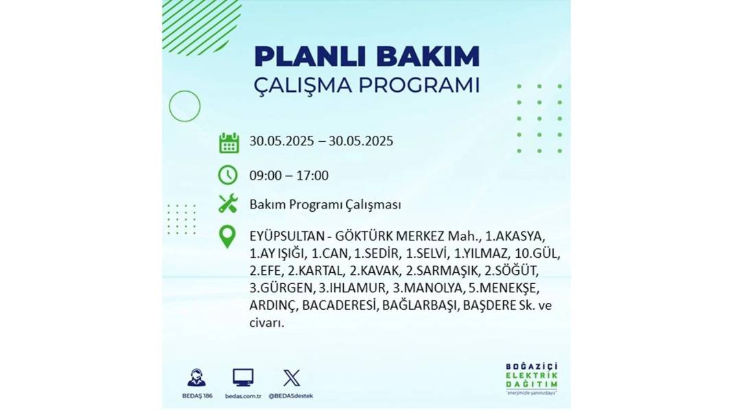 ELEKTRİKLER SAATLERCE OLMAYACAK: BEDAŞ 30 Mayıs Cuma günü elektrik kesintisi yaşayacak ilçeleri sıraladı 41