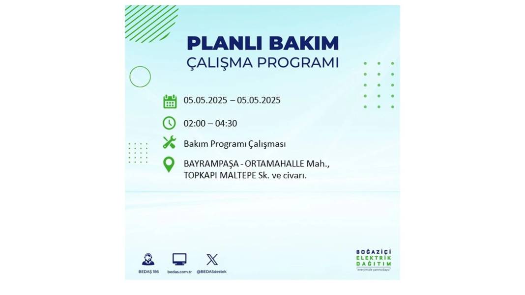 BÜYÜK ELEKTRİK KESİNTİSİ YAŞANACAK: BEDAŞ 5 Mayıs Pazartesi elektrik kesintisi yaşayacak ilçeleri sıraladı! 77