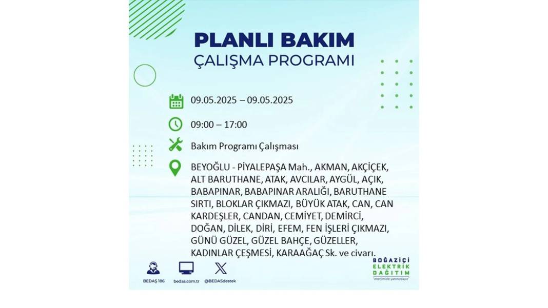 O İLÇELER KARANLIĞA GÖMÜLECEK: 9 Mayıs Cuma elektrik kesintisi yaşayacak ilçeler belli oldu. BEDAŞ'tan uyarı geldi! 66