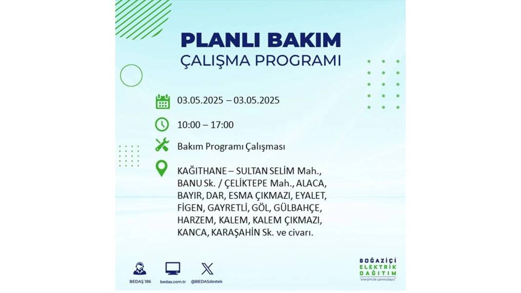 KARANLIĞA GÖMÜLECEKLER: 3 Mayıs Cumartesi elektrik kesintisi yaşayacak ilçeler belli oldu. BEDAŞ o ilçeleri uyardı! 14