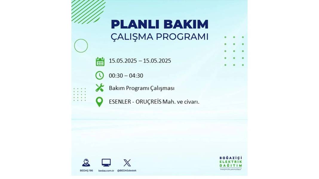 SAATLERCE ELEKTRİK OLMAYACAK: BEDAŞ 15 Mayıs Perşembe günü için o ilçeleri uyardı. Elektrikler ne zaman gelecek? 42