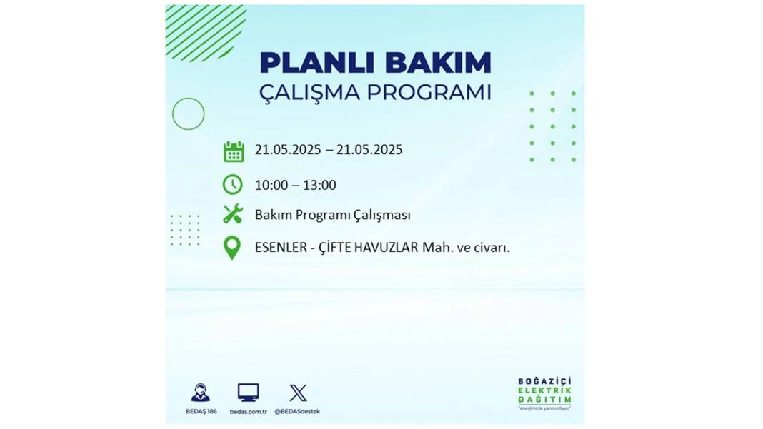 KARANLIĞA GÖMÜLECEKLER: 21 Mayıs Çarşamba İstanbul elektrik kesintisi. BEDAŞ elektrik kesintisi yaşayacakları sıraladı! 32