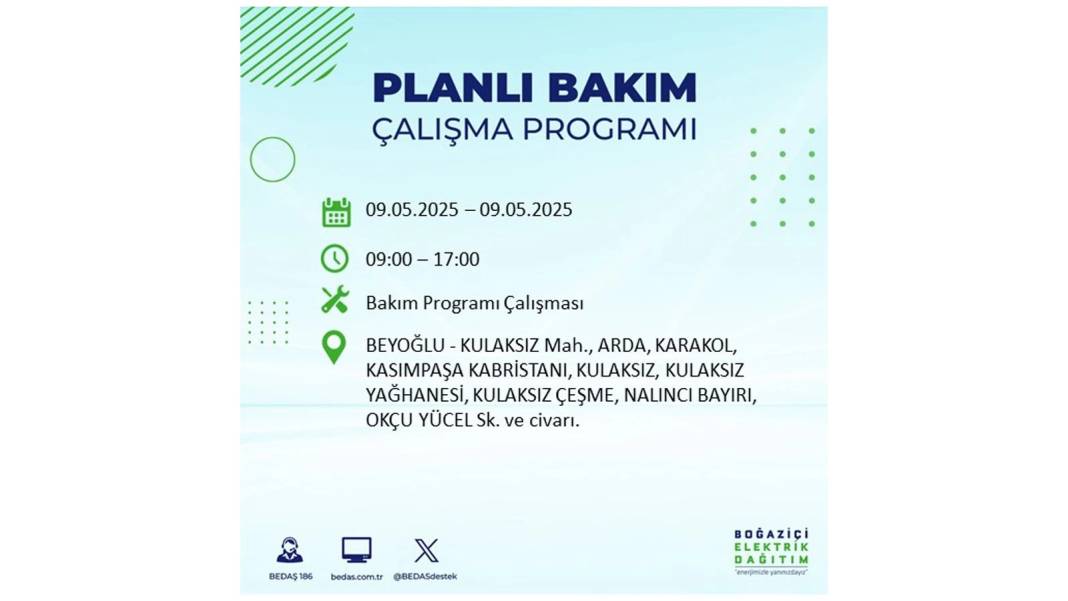 O İLÇELER KARANLIĞA GÖMÜLECEK: 9 Mayıs Cuma elektrik kesintisi yaşayacak ilçeler belli oldu. BEDAŞ'tan uyarı geldi! 67