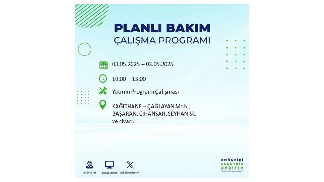 KARANLIĞA GÖMÜLECEKLER: 3 Mayıs Cumartesi elektrik kesintisi yaşayacak ilçeler belli oldu. BEDAŞ o ilçeleri uyardı! 12