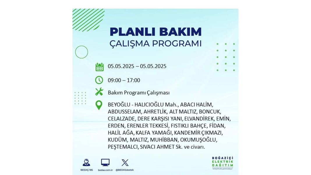 BÜYÜK ELEKTRİK KESİNTİSİ YAŞANACAK: BEDAŞ 5 Mayıs Pazartesi elektrik kesintisi yaşayacak ilçeleri sıraladı! 74