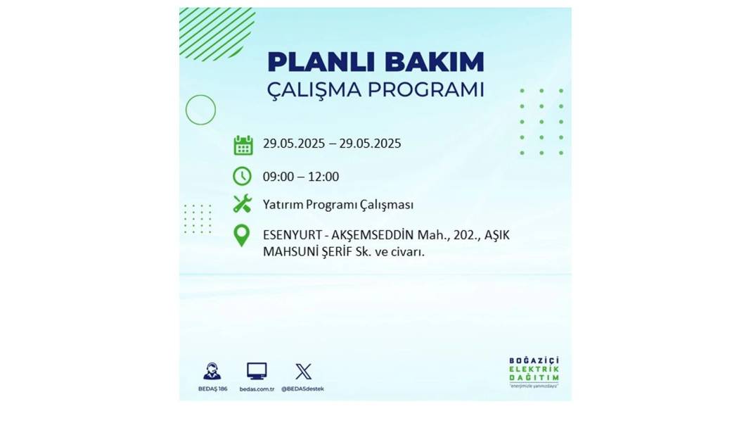 BÜYÜK ELEKTRİK KESİNTİSİ YAŞANACAK: BEDAŞ 29 Mayıs elektrik kesintisi yaşayacak ilçeleri sıraladı! 35