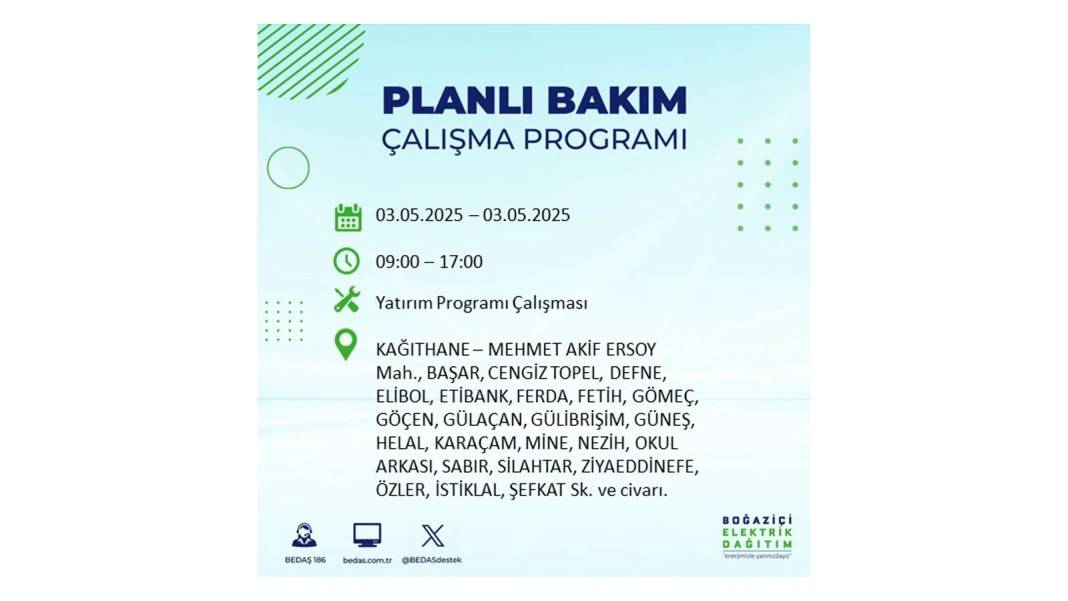 KARANLIĞA GÖMÜLECEKLER: 3 Mayıs Cumartesi elektrik kesintisi yaşayacak ilçeler belli oldu. BEDAŞ o ilçeleri uyardı! 10