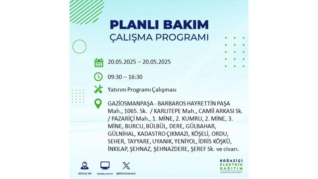BÜYÜK KESİNTİ YAŞANACAK: 20 Mayıs İstanbul elektrik kesintisi. BEDAŞ elektrik kesintisi yaşayacak ilçeleri teker teker duyurdu! 59