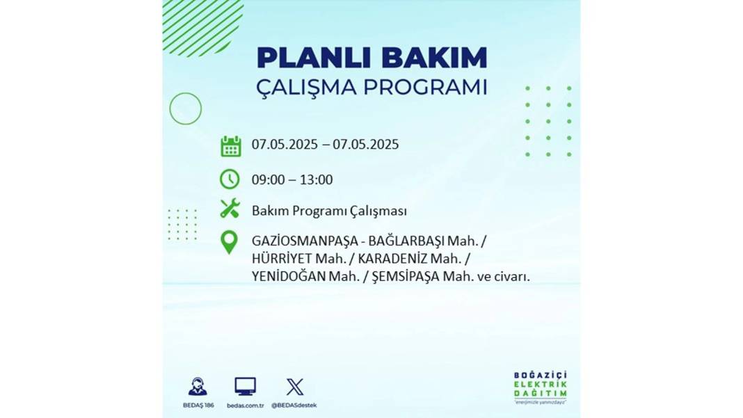 BÜYÜK ELEKTRİK KESİNTİSİ YAŞANACAK: BEDAŞ 7 Mayıs Çarşamba günü elektrik kesintisi yaşayacak ilçeleri sıraladı! 52
