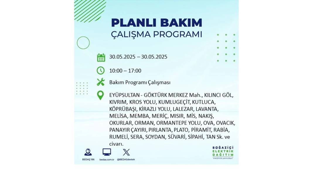 ELEKTRİKLER SAATLERCE OLMAYACAK: BEDAŞ 30 Mayıs Cuma günü elektrik kesintisi yaşayacak ilçeleri sıraladı 33