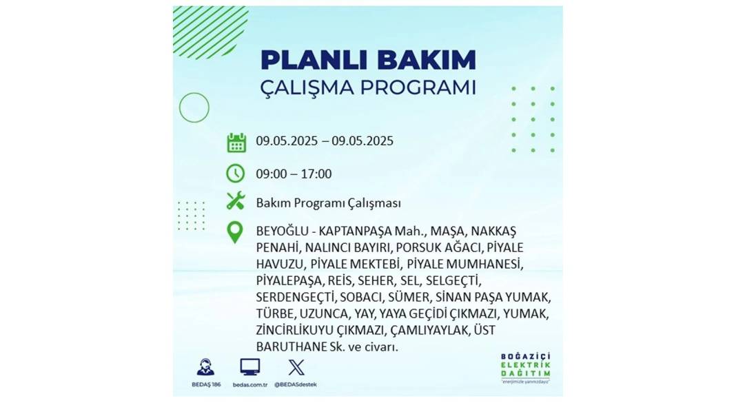 O İLÇELER KARANLIĞA GÖMÜLECEK: 9 Mayıs Cuma elektrik kesintisi yaşayacak ilçeler belli oldu. BEDAŞ'tan uyarı geldi! 63