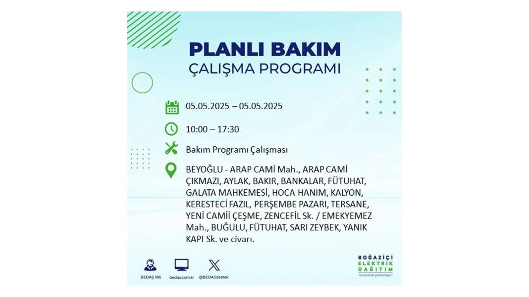 BÜYÜK ELEKTRİK KESİNTİSİ YAŞANACAK: BEDAŞ 5 Mayıs Pazartesi elektrik kesintisi yaşayacak ilçeleri sıraladı! 69