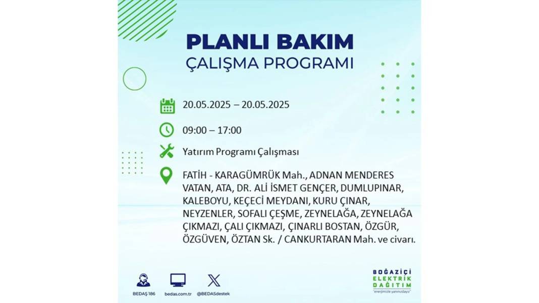 BÜYÜK KESİNTİ YAŞANACAK: 20 Mayıs İstanbul elektrik kesintisi. BEDAŞ elektrik kesintisi yaşayacak ilçeleri teker teker duyurdu! 60