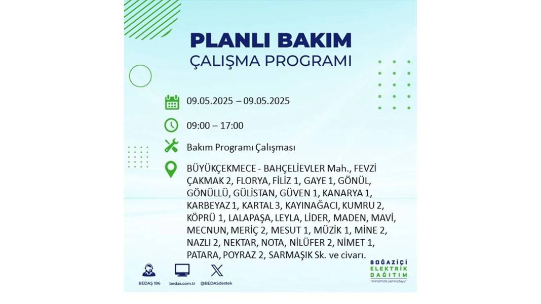 O İLÇELER KARANLIĞA GÖMÜLECEK: 9 Mayıs Cuma elektrik kesintisi yaşayacak ilçeler belli oldu. BEDAŞ'tan uyarı geldi! 62