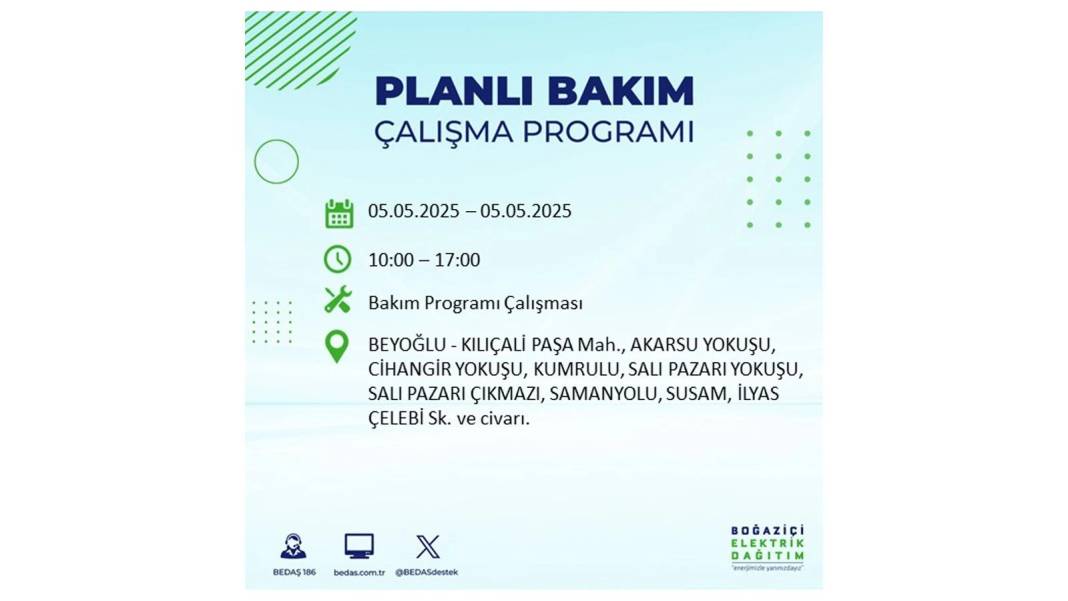 BÜYÜK ELEKTRİK KESİNTİSİ YAŞANACAK: BEDAŞ 5 Mayıs Pazartesi elektrik kesintisi yaşayacak ilçeleri sıraladı! 73
