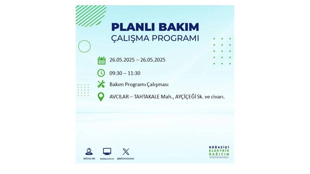 BÜYÜK ELEKTRİK KESİNTİSİ YAŞANACAK: BEDAŞ 26 Mayıs Pazartesi günü elektrik kesintisi yaşayacak ilçeleri sıraladı! 64