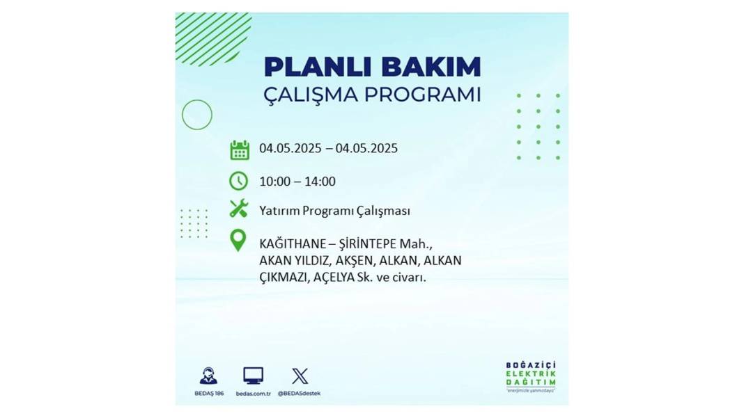 PAZAR GÜNÜ O İLÇELER KARANLIĞA GÖMÜLECEK: BEDAŞ 4 Mayıs Pazar günü elektrik kesintisi yaşayacak ilçeleri sıraladı! 7