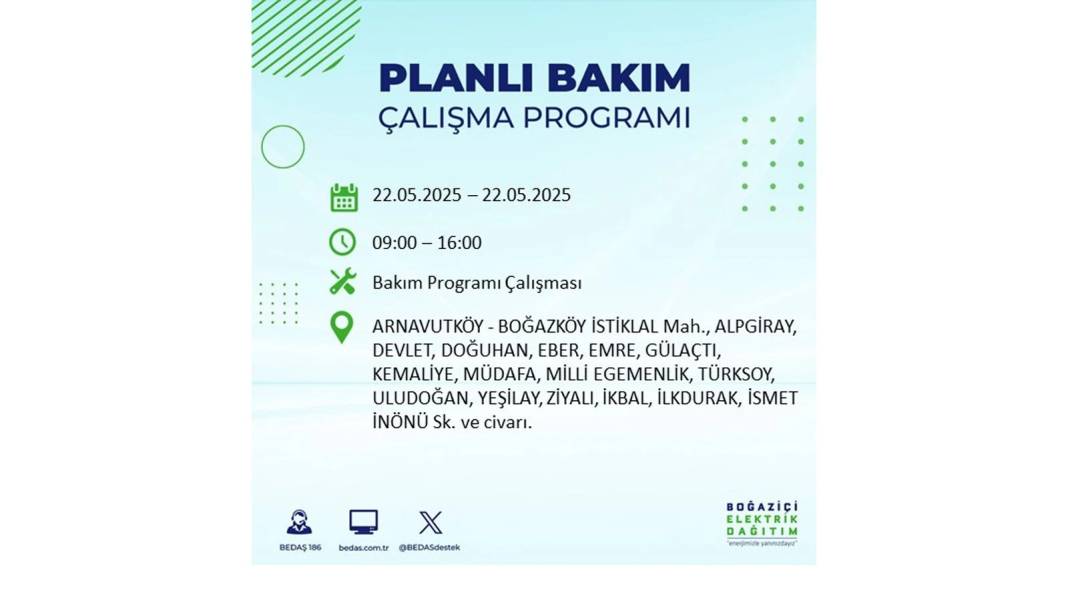 BÜYÜK KESİNTİ YAŞANACAK: 22 Mayıs Perşembe İstanbul elektrik kesintisi. BEDAŞ elektrik kesintisi yaşayacak ilçeleri sıraladı 68