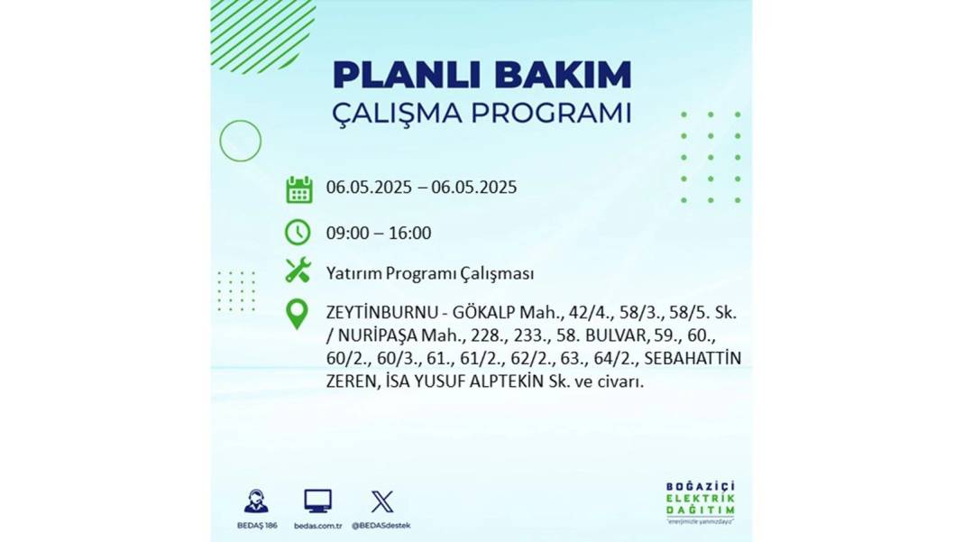 KARANLIĞA GÖMÜLECEKLER: 6 Mayıs Salı İstanbul elektrik kesintisi. BEDAŞ o ilçeleri teker teker uyardı 125