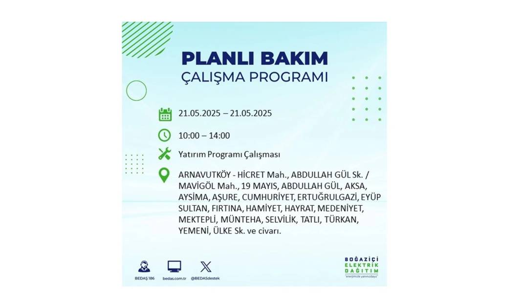 KARANLIĞA GÖMÜLECEKLER: 21 Mayıs Çarşamba İstanbul elektrik kesintisi. BEDAŞ elektrik kesintisi yaşayacakları sıraladı! 59