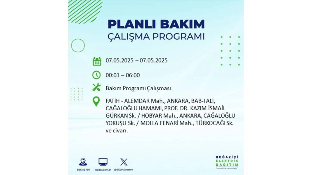 BÜYÜK ELEKTRİK KESİNTİSİ YAŞANACAK: BEDAŞ 7 Mayıs Çarşamba günü elektrik kesintisi yaşayacak ilçeleri sıraladı! 48