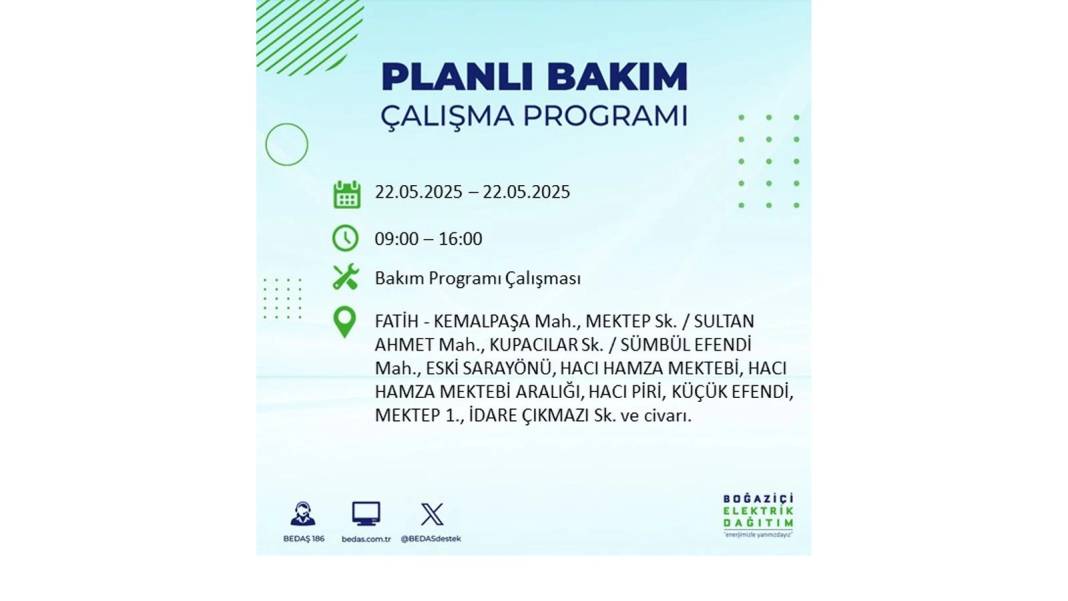 BÜYÜK KESİNTİ YAŞANACAK: 22 Mayıs Perşembe İstanbul elektrik kesintisi. BEDAŞ elektrik kesintisi yaşayacak ilçeleri sıraladı 30
