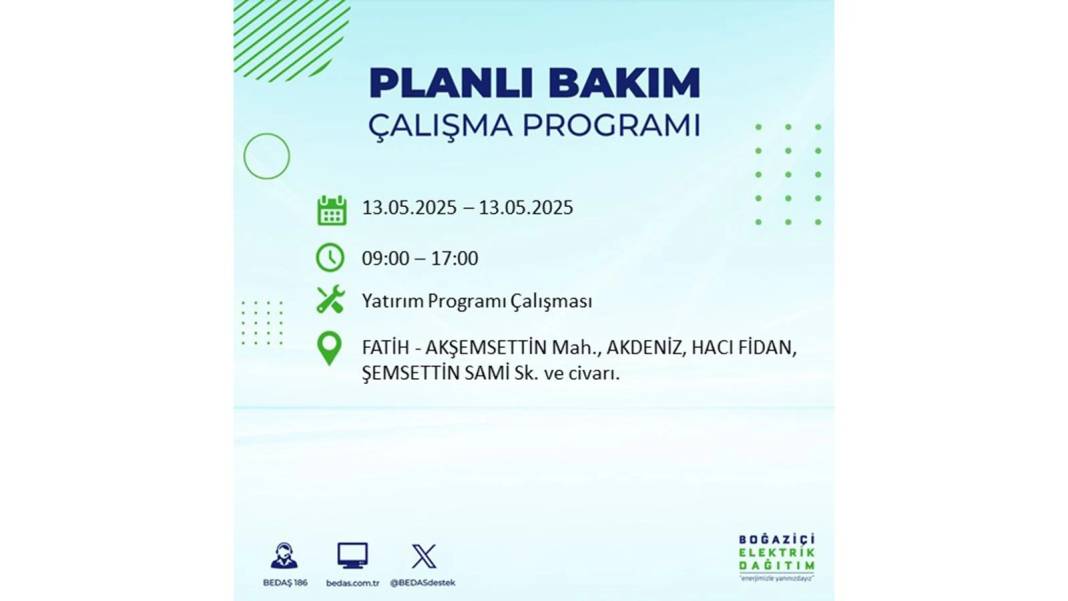 KARANLIĞA GÖMÜLECEKLER: 13 Mayıs Salı İstanbul elektrik kesintisi. BEDAŞ elektrik kesintisi yaşayacak ilçeleri sıraladı 40