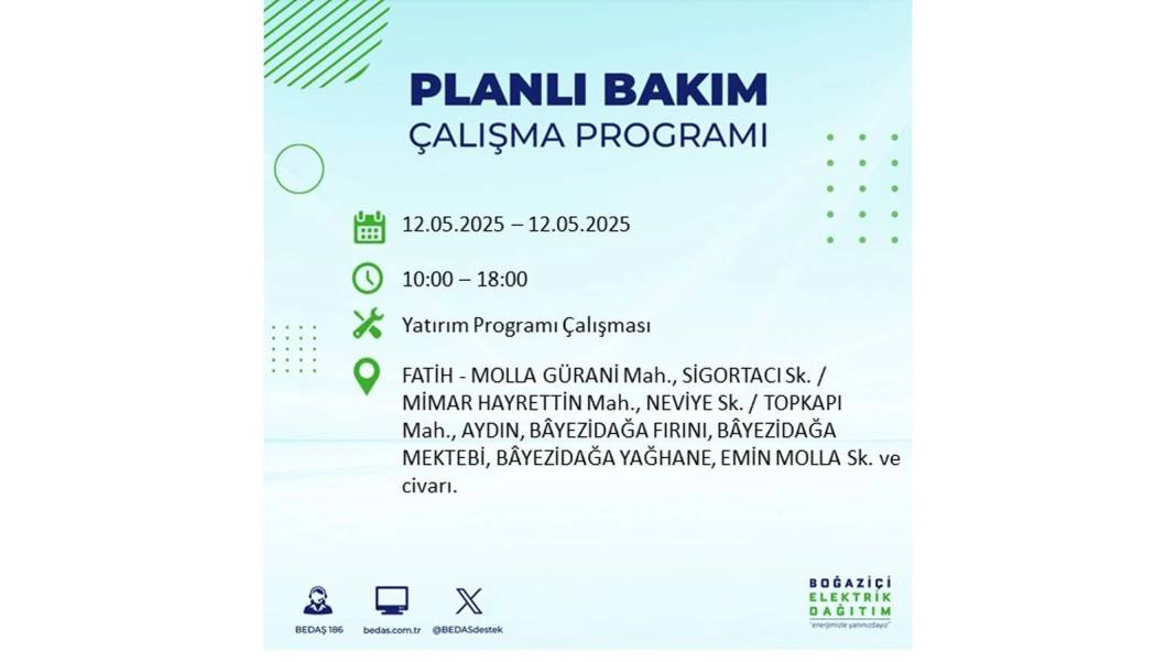 12 Mayıs İstanbul elektrik kesintisi: BEDAŞ elektrik kesintisi yaşayacak ilçeleri sıraladı. Elektrikler ne zaman gelecek? 24