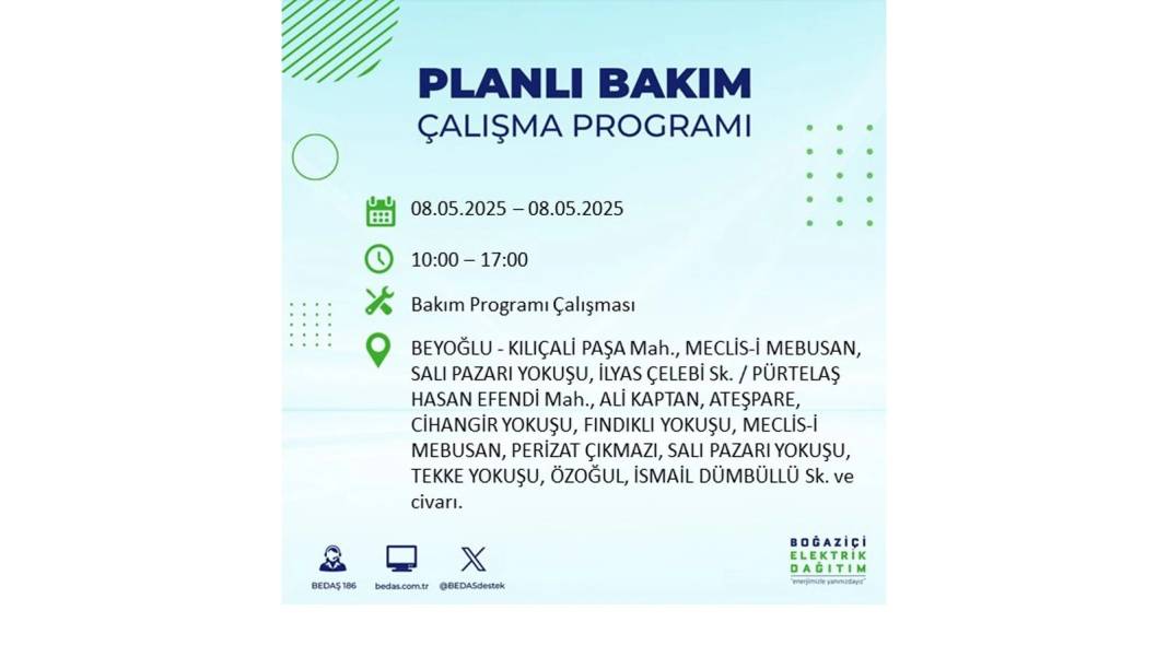 BÜYÜK ELEKTRİK KESİNTİSİ YAŞANACAK: 8 Mayıs Perşembe İstanbul elektrik kesintisi. BEDAŞ o ilçeleri uyardı! 59