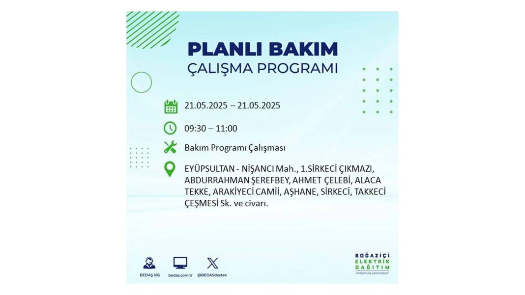KARANLIĞA GÖMÜLECEKLER: 21 Mayıs Çarşamba İstanbul elektrik kesintisi. BEDAŞ elektrik kesintisi yaşayacakları sıraladı! 20