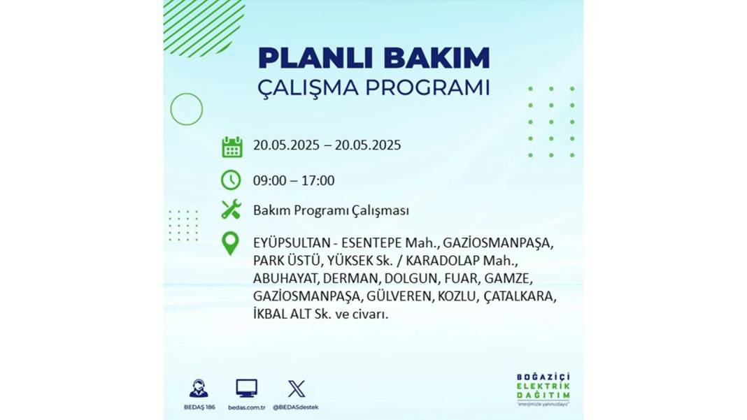 BÜYÜK KESİNTİ YAŞANACAK: 20 Mayıs İstanbul elektrik kesintisi. BEDAŞ elektrik kesintisi yaşayacak ilçeleri teker teker duyurdu! 55