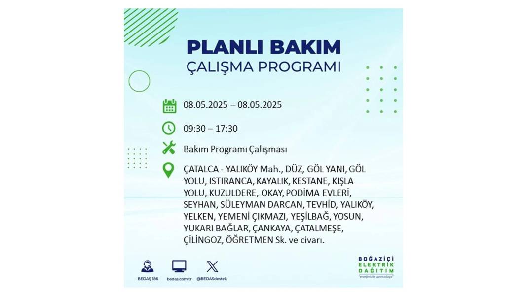 BÜYÜK ELEKTRİK KESİNTİSİ YAŞANACAK: 8 Mayıs Perşembe İstanbul elektrik kesintisi. BEDAŞ o ilçeleri uyardı! 58