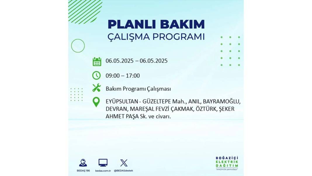 KARANLIĞA GÖMÜLECEKLER: 6 Mayıs Salı İstanbul elektrik kesintisi. BEDAŞ o ilçeleri teker teker uyardı 85