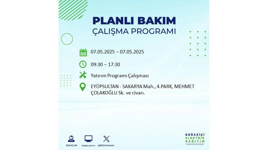BÜYÜK ELEKTRİK KESİNTİSİ YAŞANACAK: BEDAŞ 7 Mayıs Çarşamba günü elektrik kesintisi yaşayacak ilçeleri sıraladı! 45