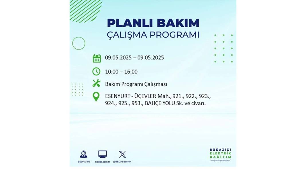 O İLÇELER KARANLIĞA GÖMÜLECEK: 9 Mayıs Cuma elektrik kesintisi yaşayacak ilçeler belli oldu. BEDAŞ'tan uyarı geldi! 58