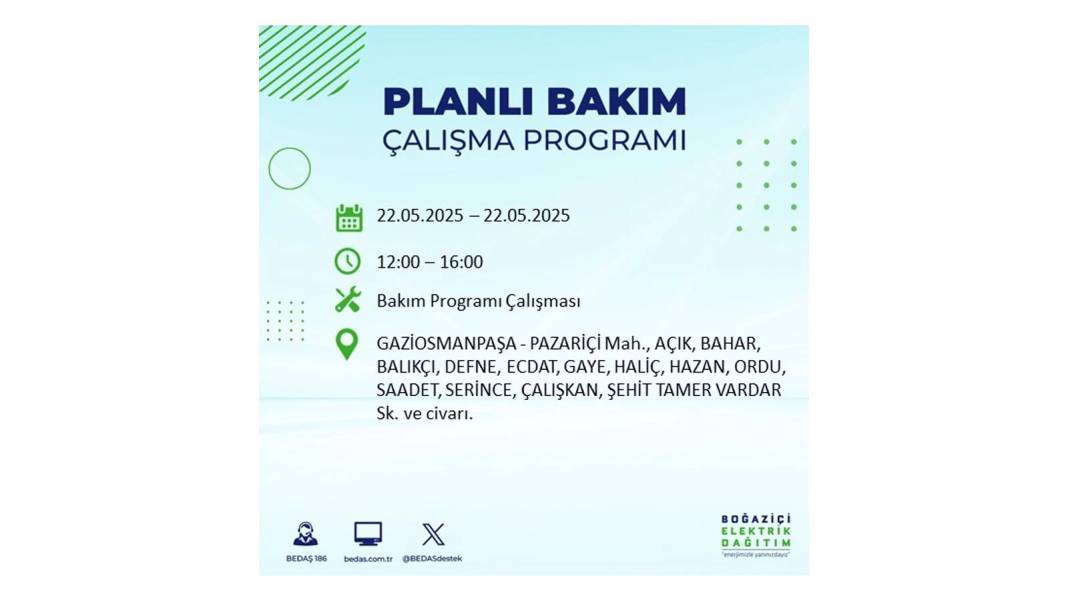 BÜYÜK KESİNTİ YAŞANACAK: 22 Mayıs Perşembe İstanbul elektrik kesintisi. BEDAŞ elektrik kesintisi yaşayacak ilçeleri sıraladı 25