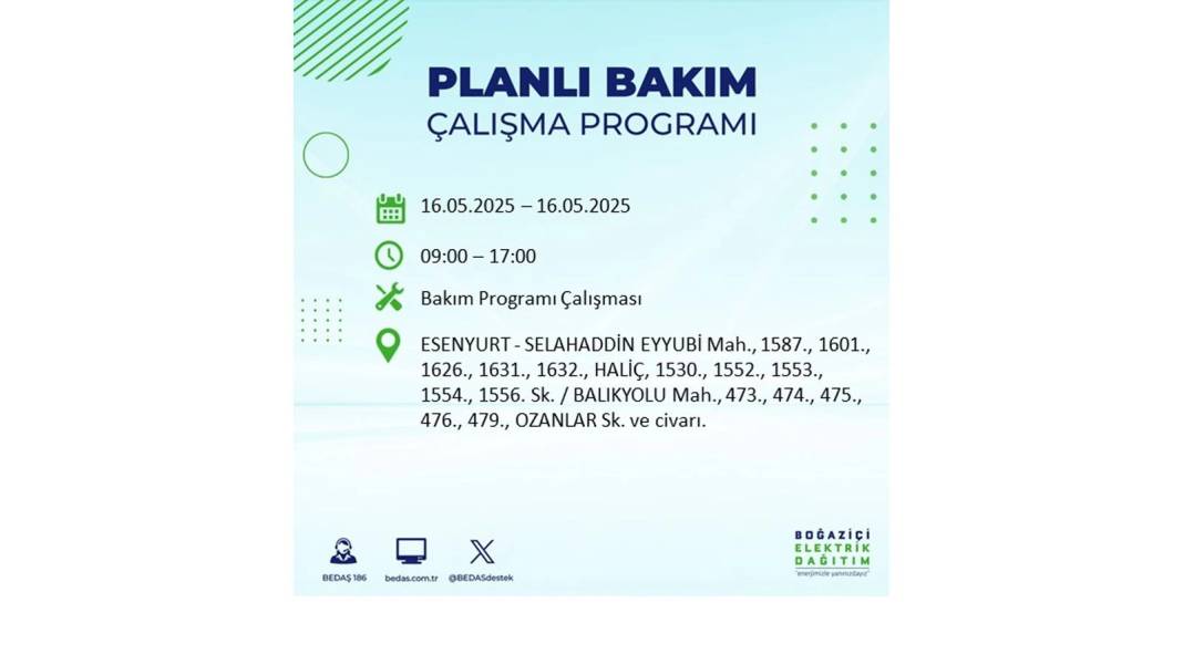 KARANLIĞA HAPSOLACAKLAR: 16 Mayıs Cuma İstanbul elektrik kesintisi. BEDAŞ elektrik kesintisi yaşayacak ilçeleri sıraladı! 45