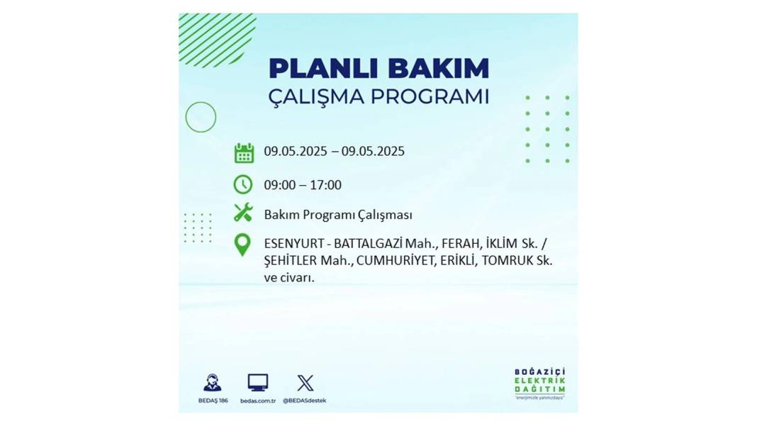 O İLÇELER KARANLIĞA GÖMÜLECEK: 9 Mayıs Cuma elektrik kesintisi yaşayacak ilçeler belli oldu. BEDAŞ'tan uyarı geldi! 56