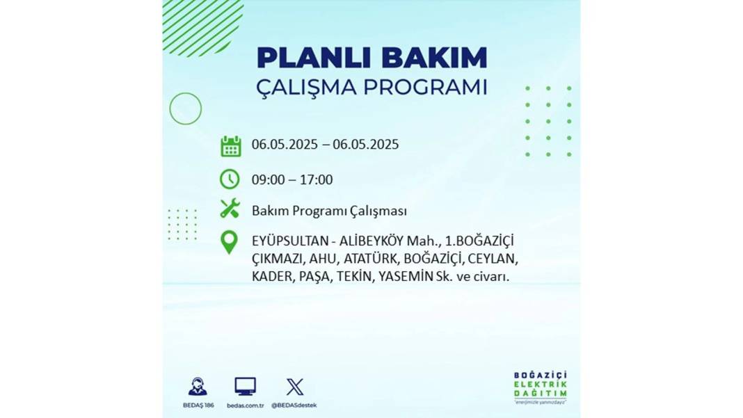 KARANLIĞA GÖMÜLECEKLER: 6 Mayıs Salı İstanbul elektrik kesintisi. BEDAŞ o ilçeleri teker teker uyardı 84