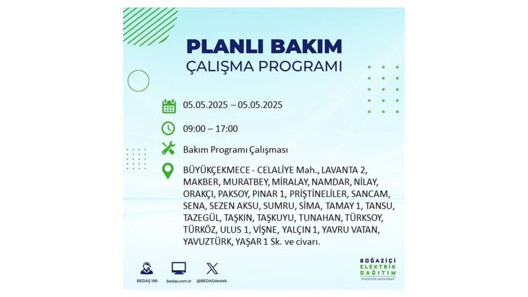 BÜYÜK ELEKTRİK KESİNTİSİ YAŞANACAK: BEDAŞ 5 Mayıs Pazartesi elektrik kesintisi yaşayacak ilçeleri sıraladı! 66