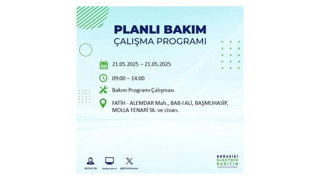 KARANLIĞA GÖMÜLECEKLER: 21 Mayıs Çarşamba İstanbul elektrik kesintisi. BEDAŞ elektrik kesintisi yaşayacakları sıraladı! 23