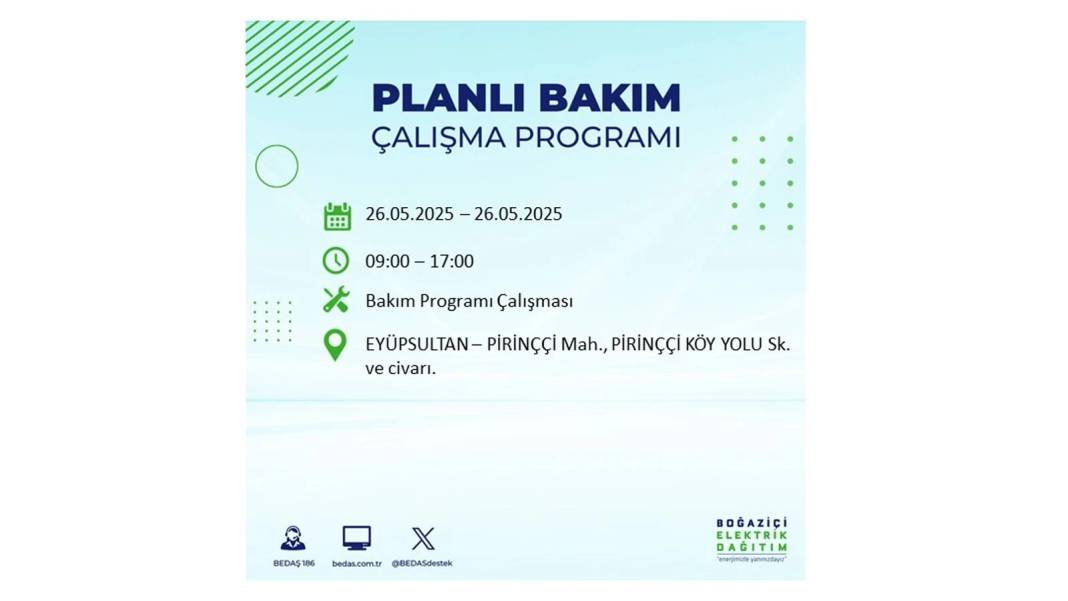BÜYÜK ELEKTRİK KESİNTİSİ YAŞANACAK: BEDAŞ 26 Mayıs Pazartesi günü elektrik kesintisi yaşayacak ilçeleri sıraladı! 26