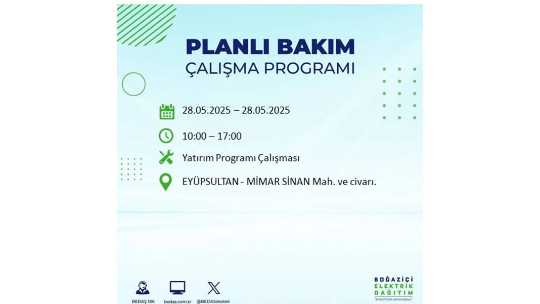 SAATLERCE ELEKTRİK OLMAYACAK: BEDAŞ 28 Mayıs Çarşamba elektrik kesintisi yaşayacak ilçeleri sıraladı 34