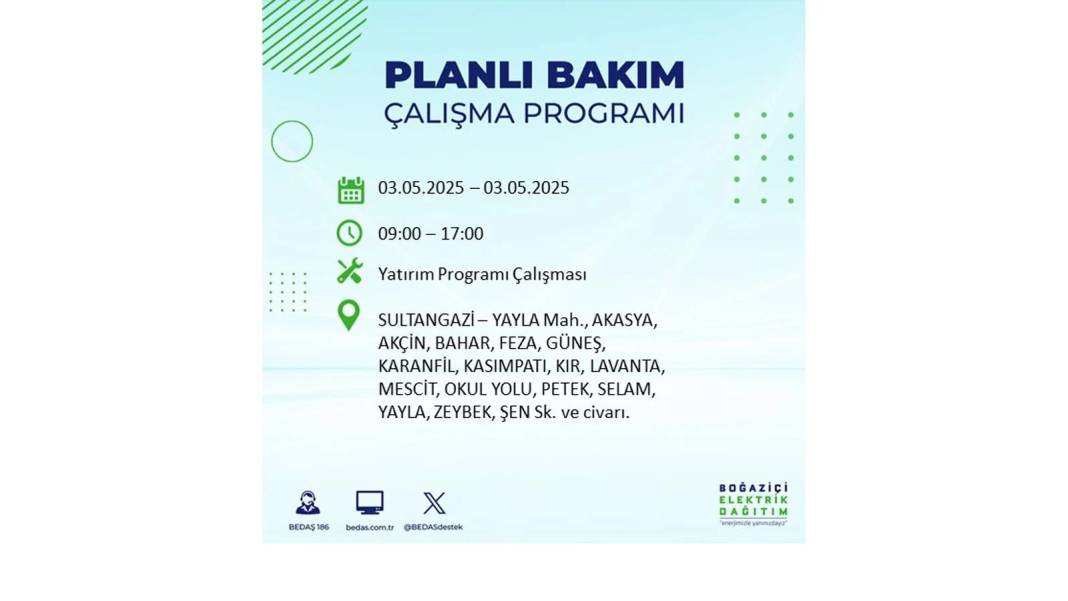KARANLIĞA GÖMÜLECEKLER: 3 Mayıs Cumartesi elektrik kesintisi yaşayacak ilçeler belli oldu. BEDAŞ o ilçeleri uyardı! 2