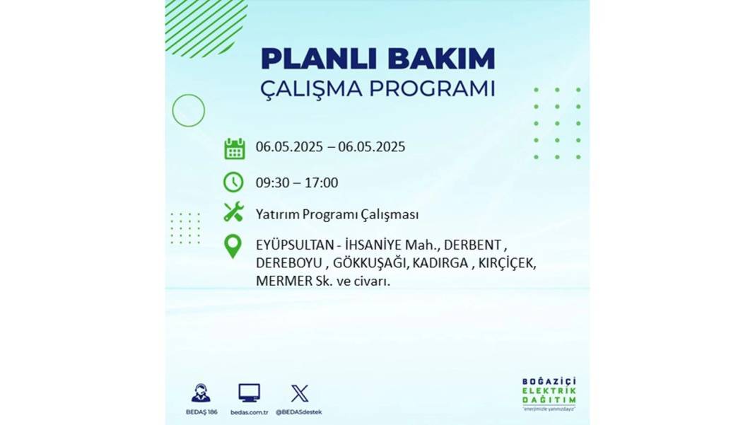 KARANLIĞA GÖMÜLECEKLER: 6 Mayıs Salı İstanbul elektrik kesintisi. BEDAŞ o ilçeleri teker teker uyardı 86